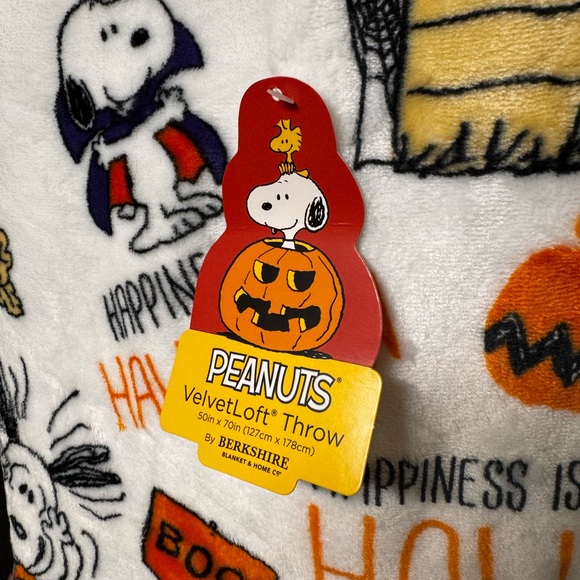 Berkshire Peanuts VelvetLoft Throw with Snoopy and Pumpkin - Picture 2 of 4